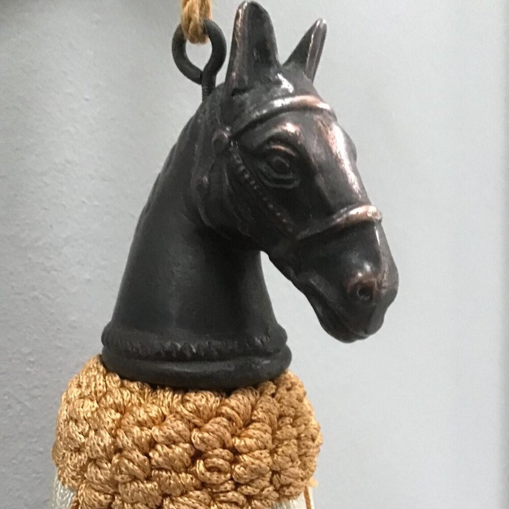 Metal Horse Head Tassel 7”, Equestrian Decor